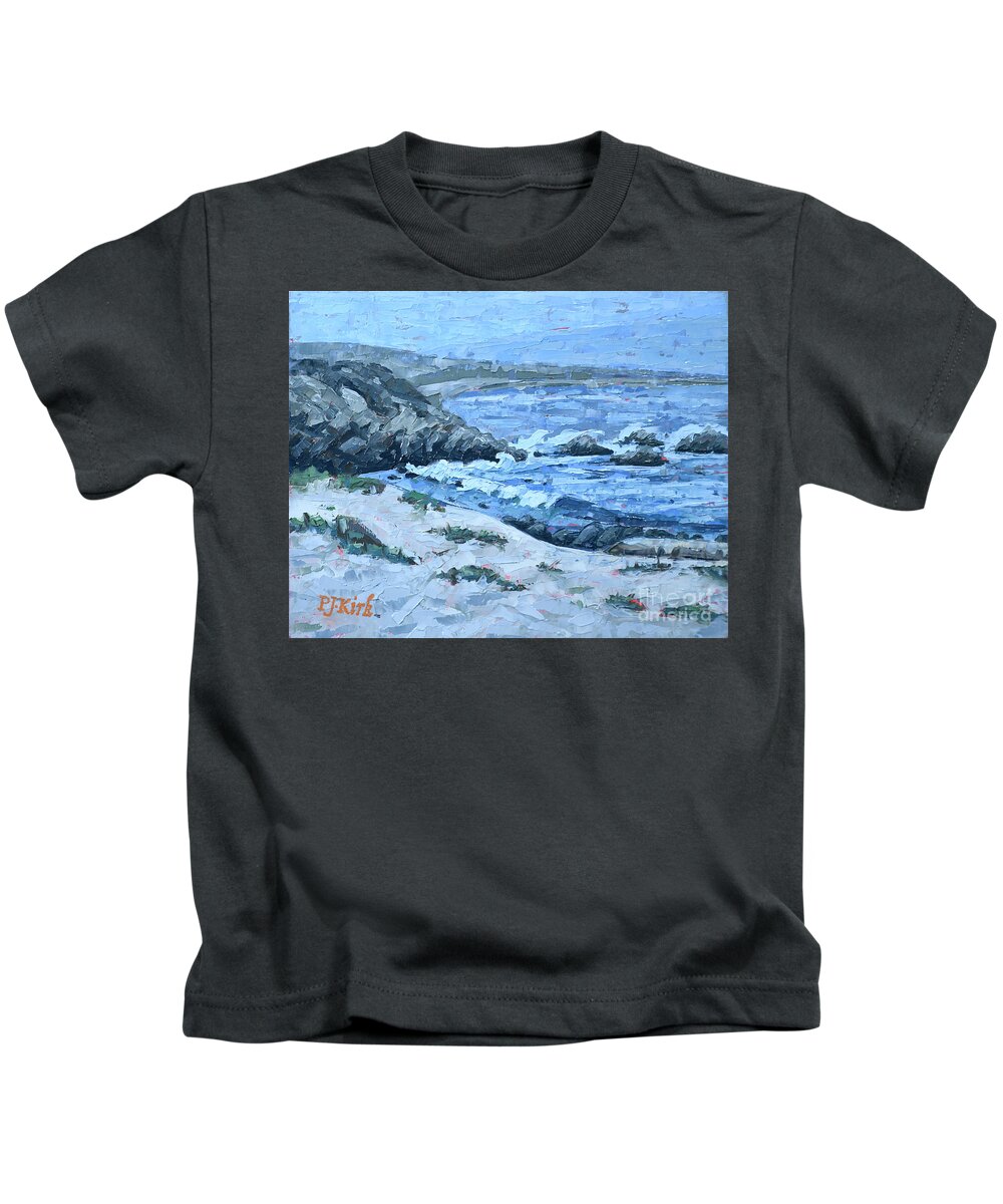 Monterey Kids T-Shirt featuring the painting Asilomar Wave by PJ Kirk
