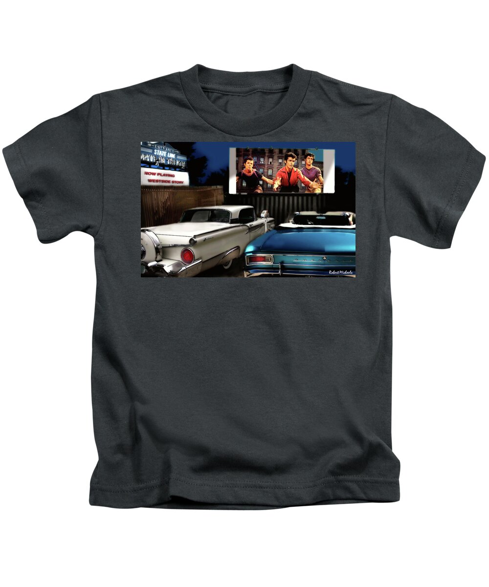  Kids T-Shirt featuring the photograph At The Drive-In by Robert Michaels