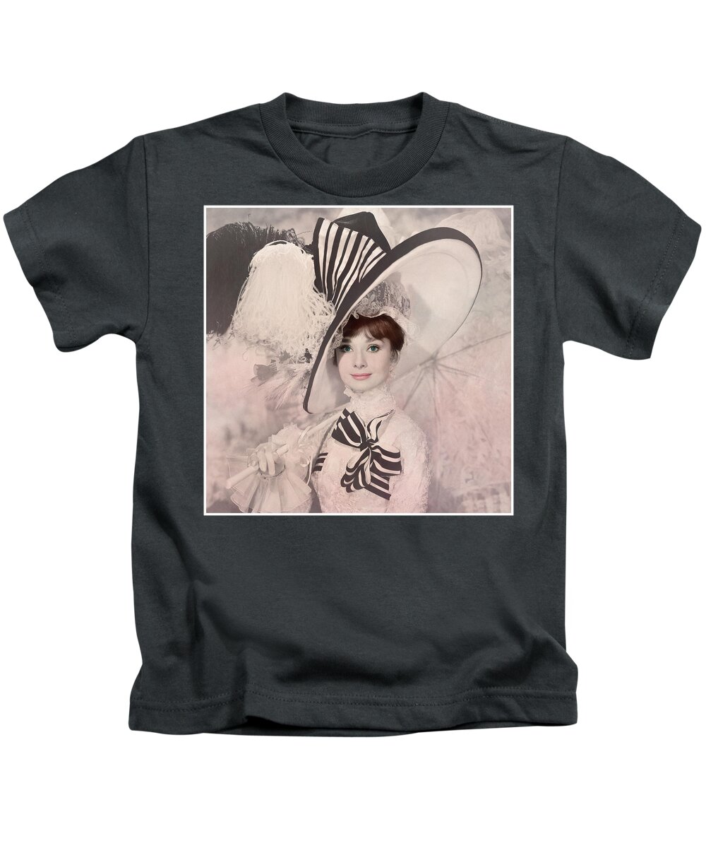 Audrey Hepburn Kids T-Shirt featuring the digital art Audrey Hepburn, My Fair Lady by Jerzy Czyz