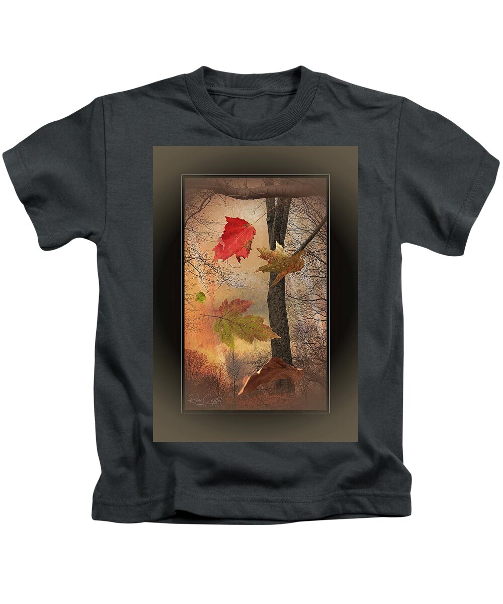 Leaves Kids T-Shirt featuring the photograph Autumn Free Fall by Rene Crystal