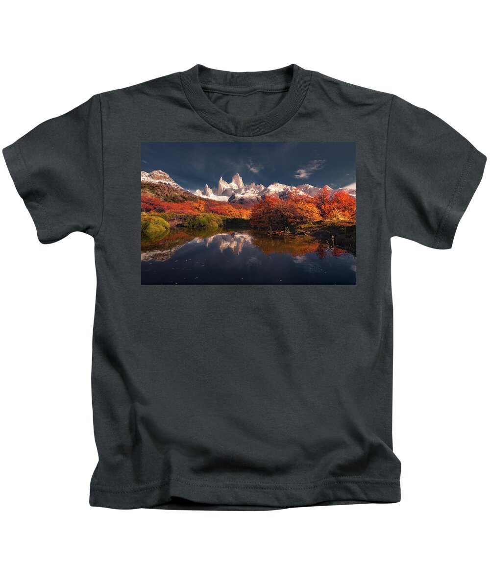 Autumn Kids T-Shirt featuring the photograph Autumn Reflections by Henry w Liu