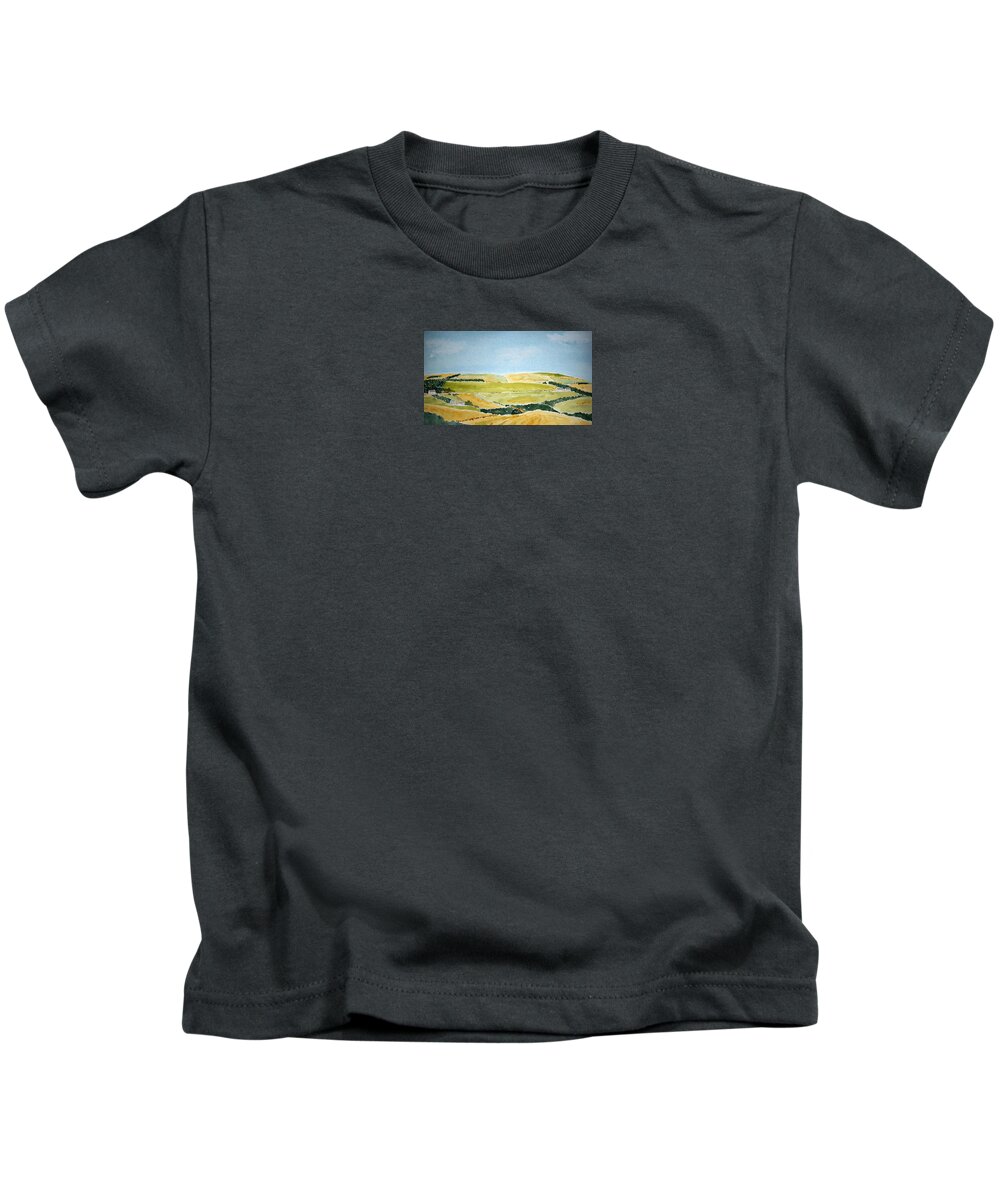 Watercolor Kids T-Shirt featuring the painting Ayrshire Farms by John Klobucher