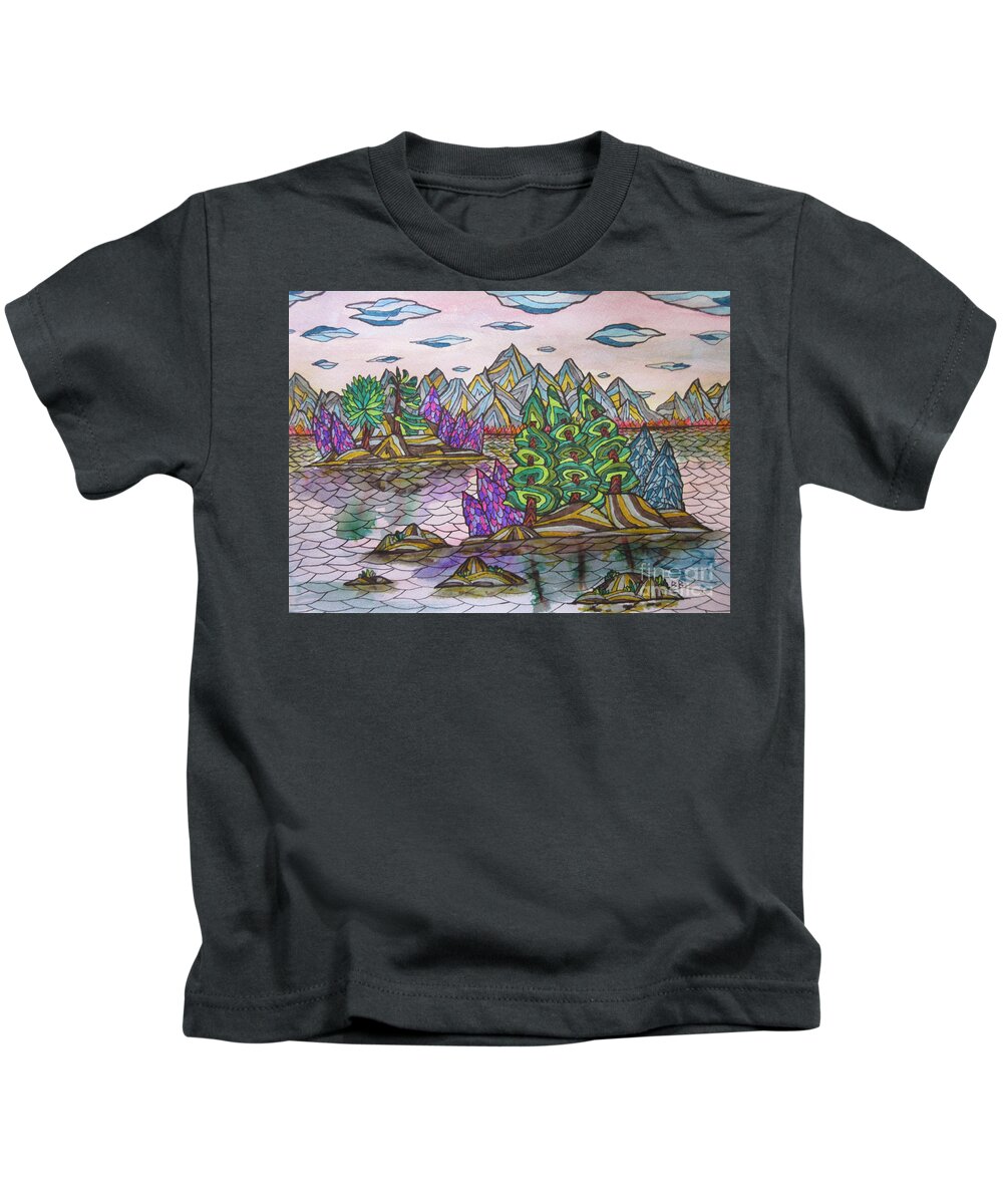 British Columbia Islands Island Canada Landscape Trees Tree Group Of 7 Abstract Kids T-Shirt featuring the painting B C Islands by Bradley Boug