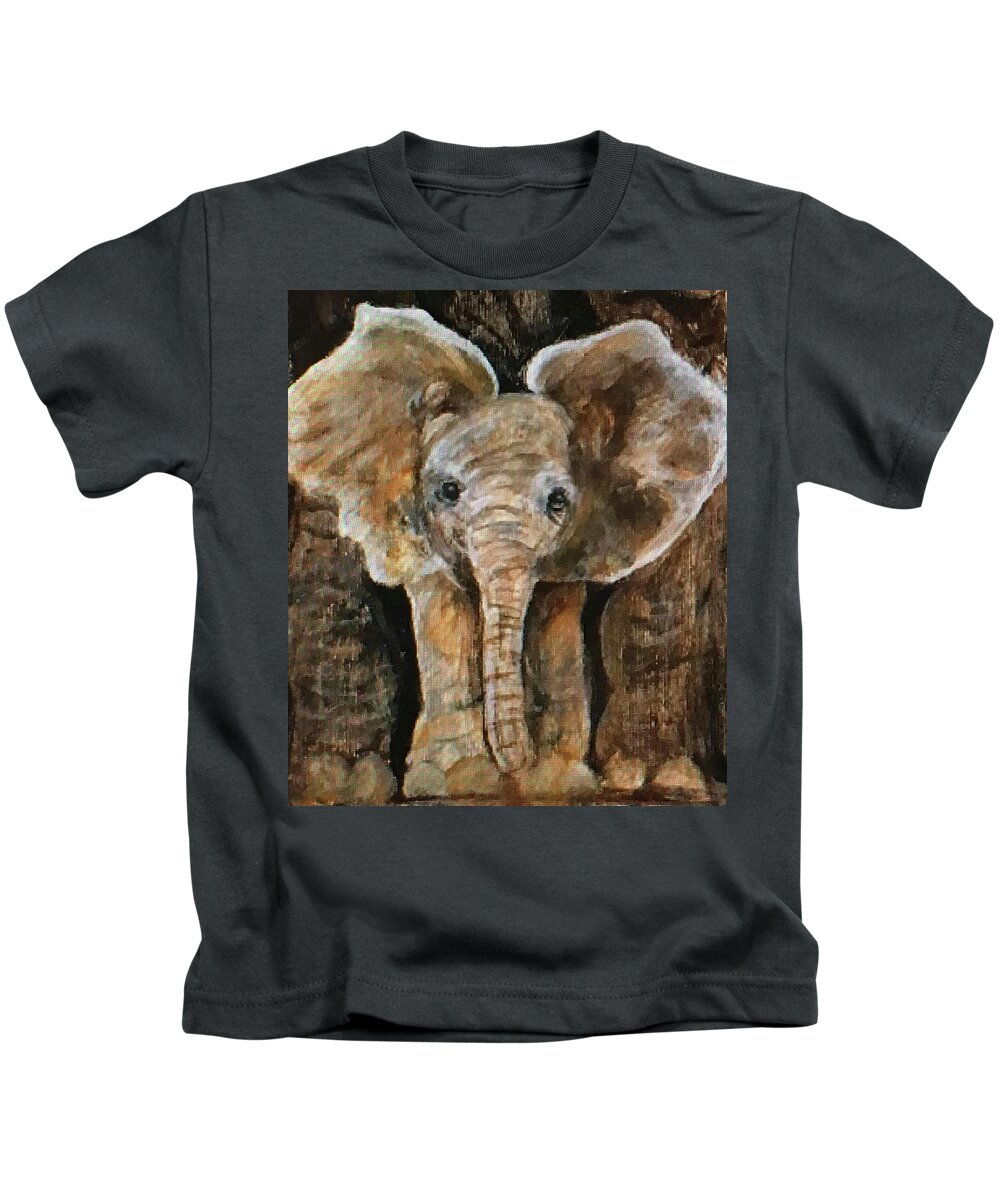 Art Kids T-Shirt featuring the painting Baby Elephant by Tammy Pool