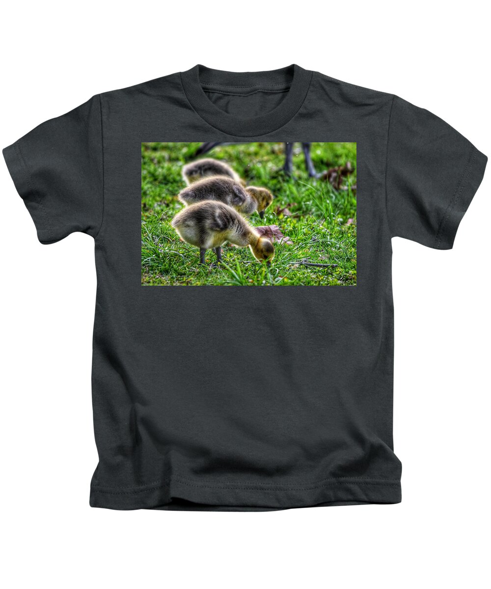 Photo Kids T-Shirt featuring the photograph Baby Geese by Evan Foster