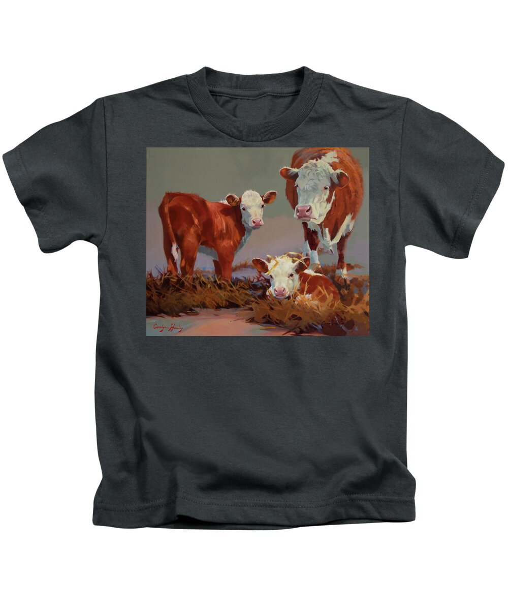 Farm Animals Kids T-Shirt featuring the painting Babysitter II by Carolyne Hawley