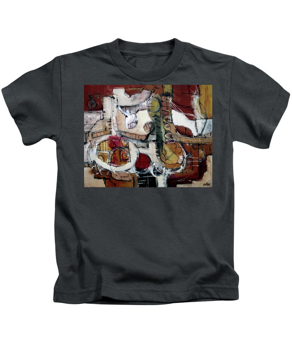 Abstract Kids T-Shirt featuring the painting Back Nine by Jim Stallings