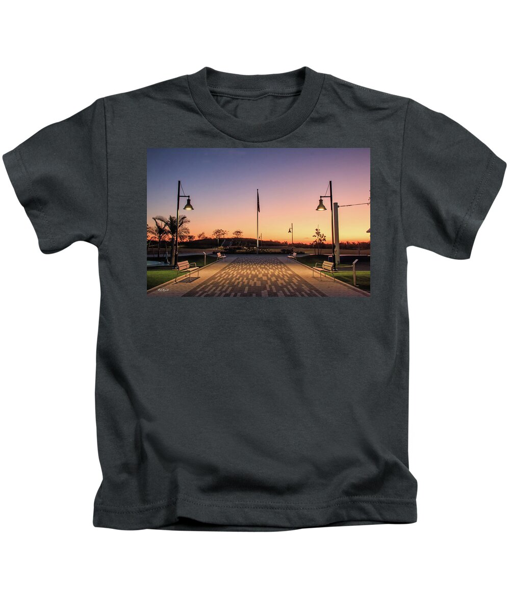 Office Kids T-Shirt featuring the photograph Baker Park - Entrance to Naples Baker Park at Dawn by Ronald Reid