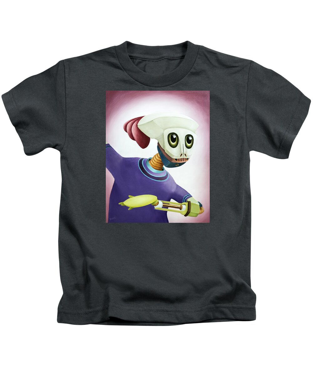 Bot Kids T-Shirt featuring the painting Dance Bot by Hone Williams