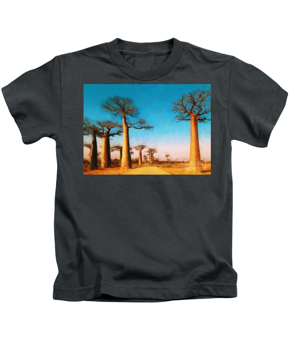 Baobabs Kids T-Shirt featuring the digital art Baobabs by Jerzy Czyz