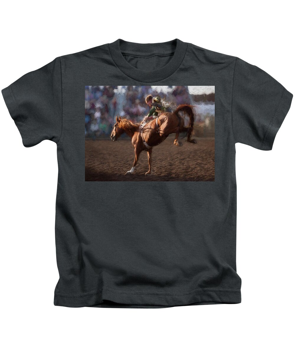 2010 Kids T-Shirt featuring the digital art Bareback Rider - 4 by Bruce Bonnett