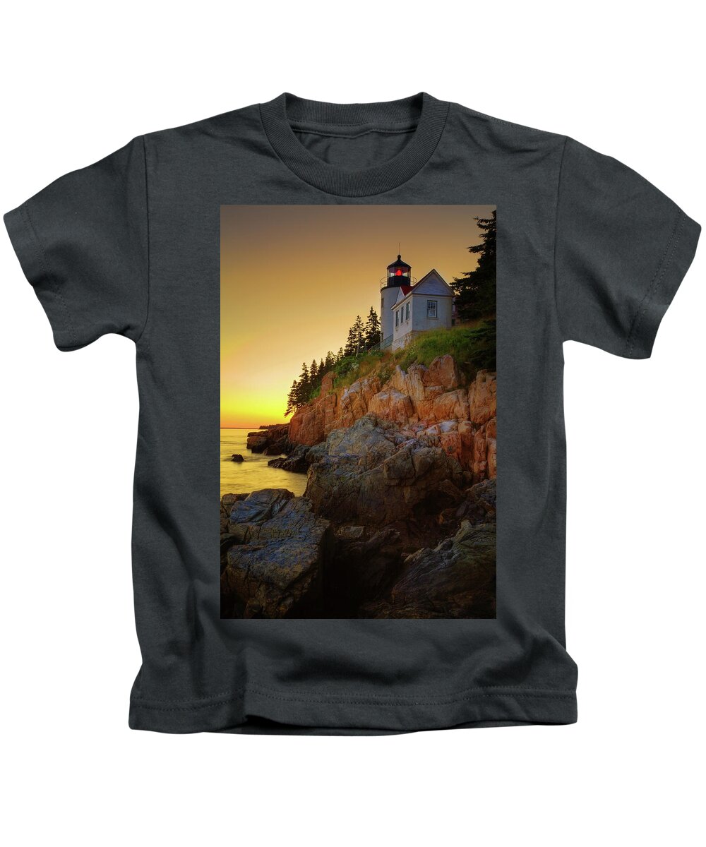 Lighthouse Kids T-Shirt featuring the photograph Bass Harbor Light 0405 by Greg Hartford