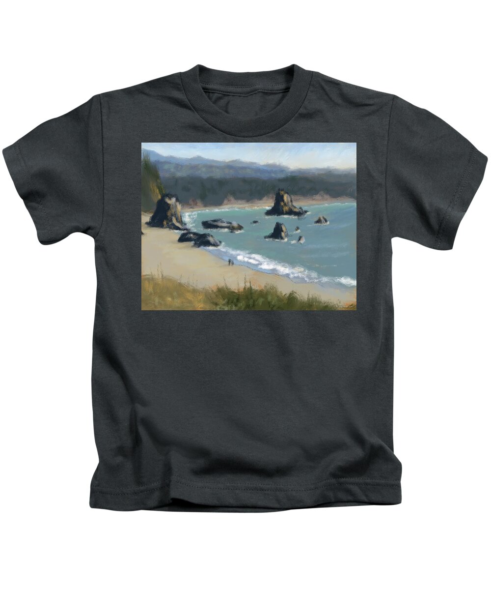 Oregon Kids T-Shirt featuring the digital art Battle Rock Oregon by Larry Whitler