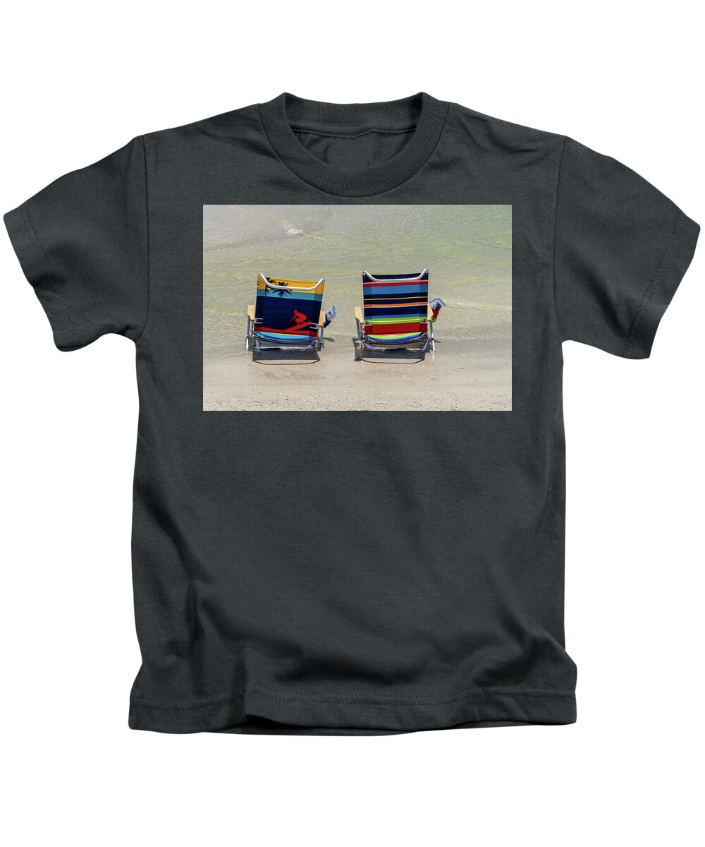 Florida Kids T-Shirt featuring the photograph Beach Chairs by Marian Tagliarino