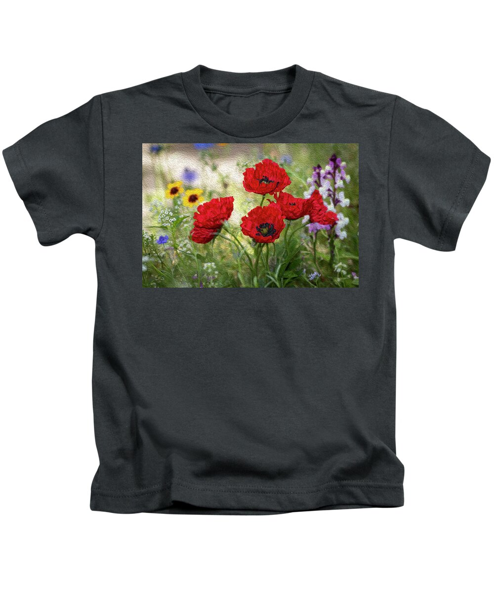 Red Poppies Kids T-Shirt featuring the photograph Being in the Moment by Vanessa Thomas