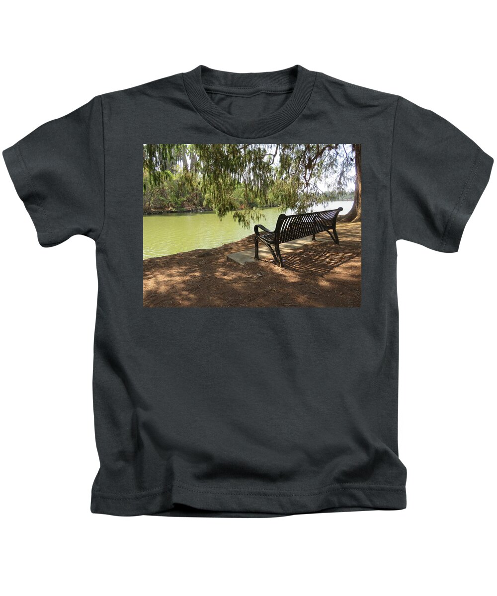 Bench Kids T-Shirt featuring the photograph Bench for Contemplation by Raymond Fernandez