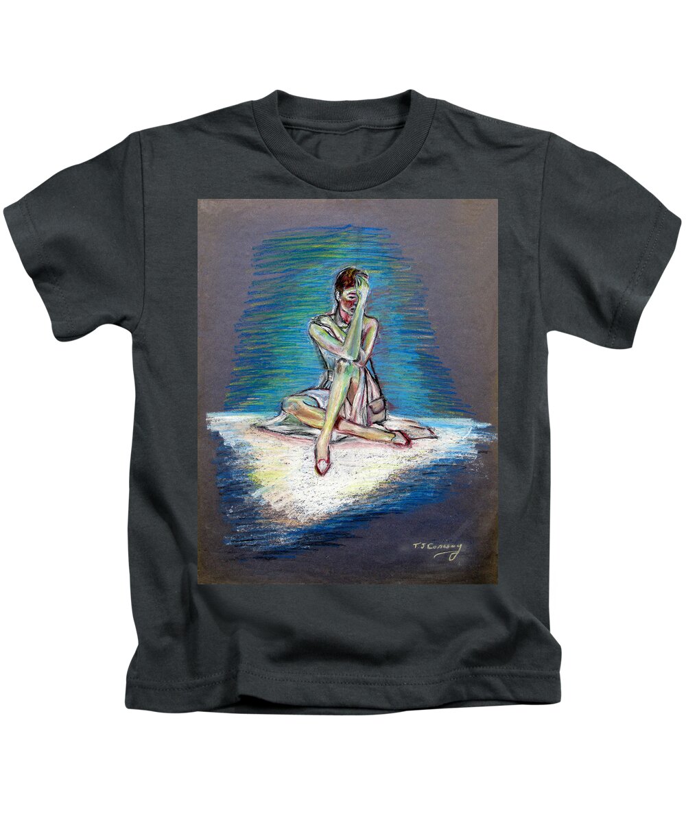 Woman Kids T-Shirt featuring the painting Bittersweet by Tom Conway