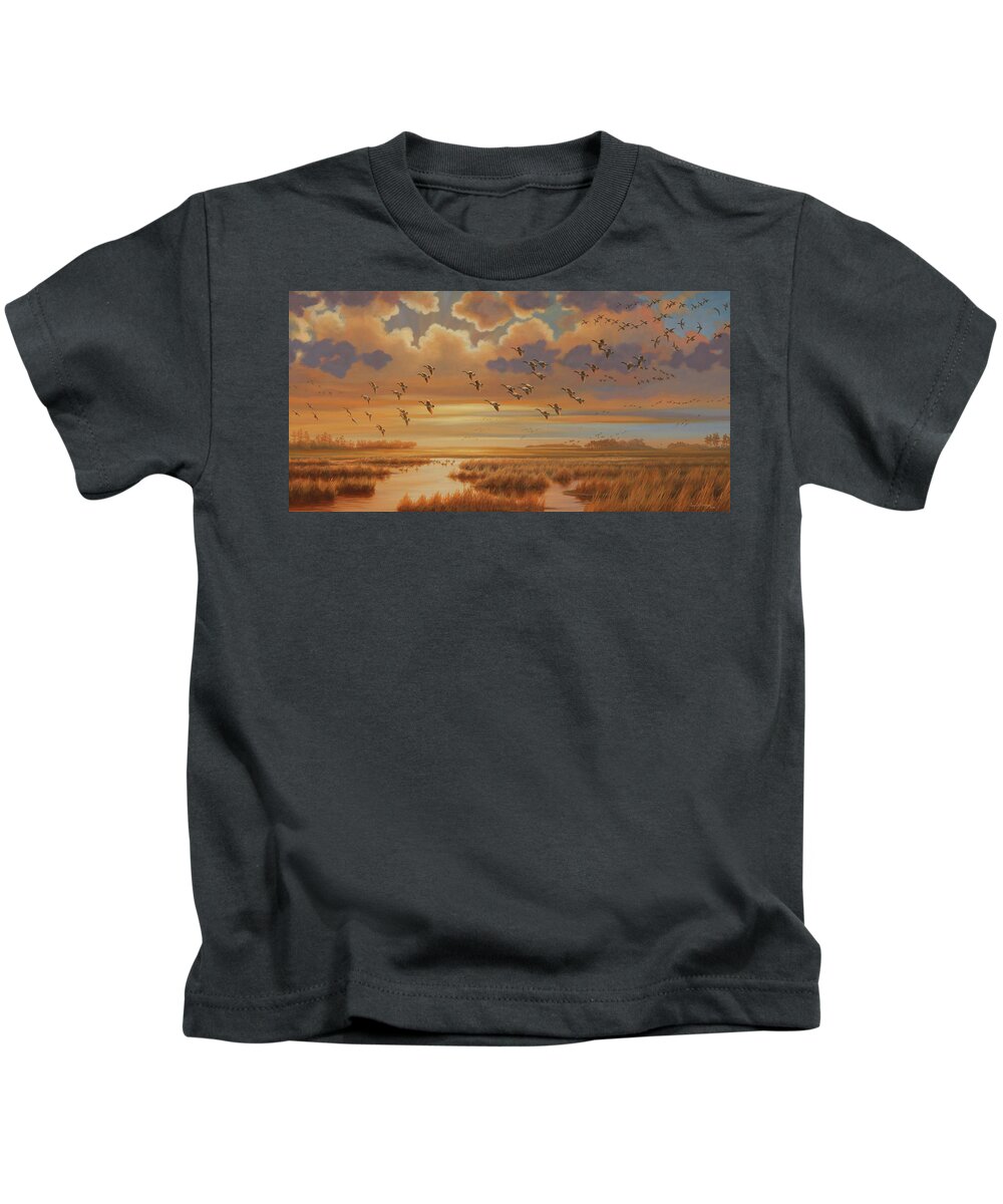Blackwater Refuge Kids T-Shirt featuring the painting Blackwater Symphony by Guy Crittenden