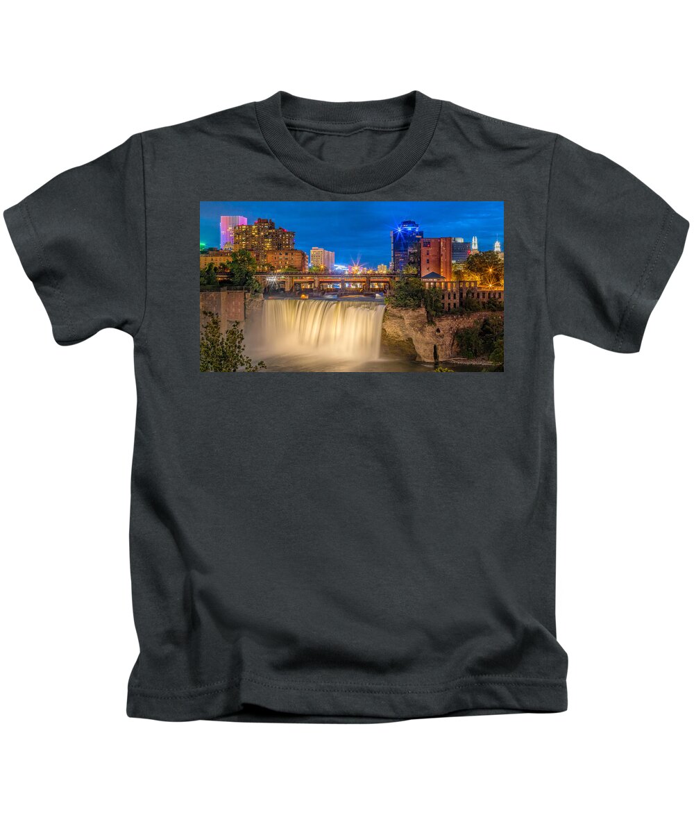 Waterfalls Kids T-Shirt featuring the photograph Blue Hour Falls by Rod Best