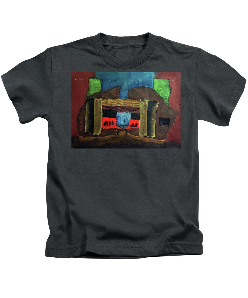African Art Kids T-Shirt featuring the painting Blue Jeans by Michael Nene
