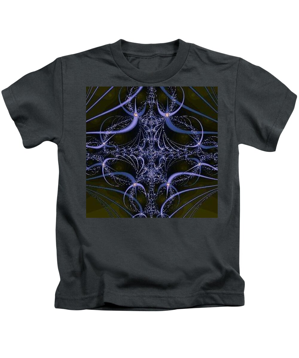 Fractal Kids T-Shirt featuring the mixed media Blue by Sarah McKoy