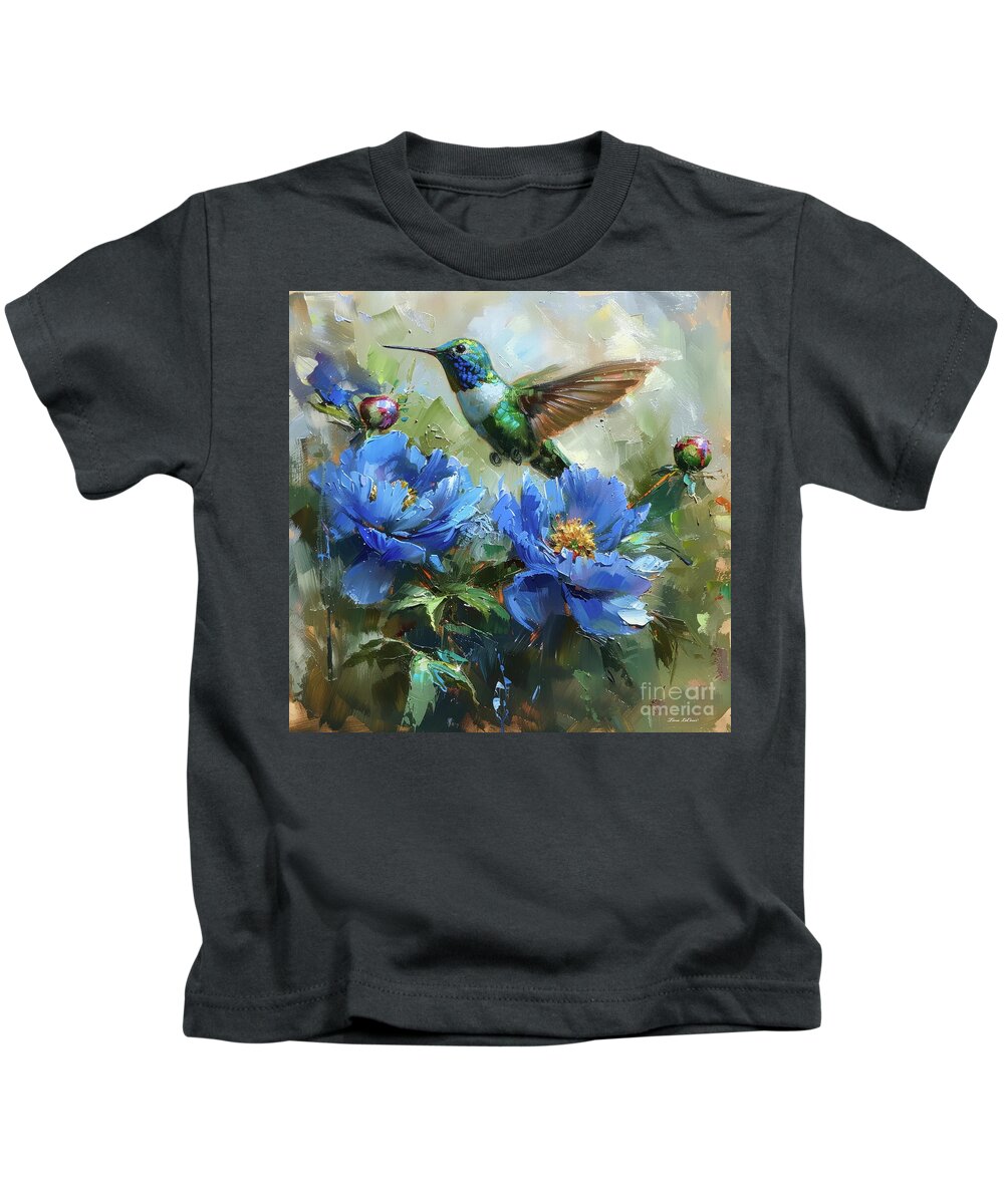 Hummingbird Kids T-Shirt featuring the painting Blue Throated Hummingbird by Tina LeCour