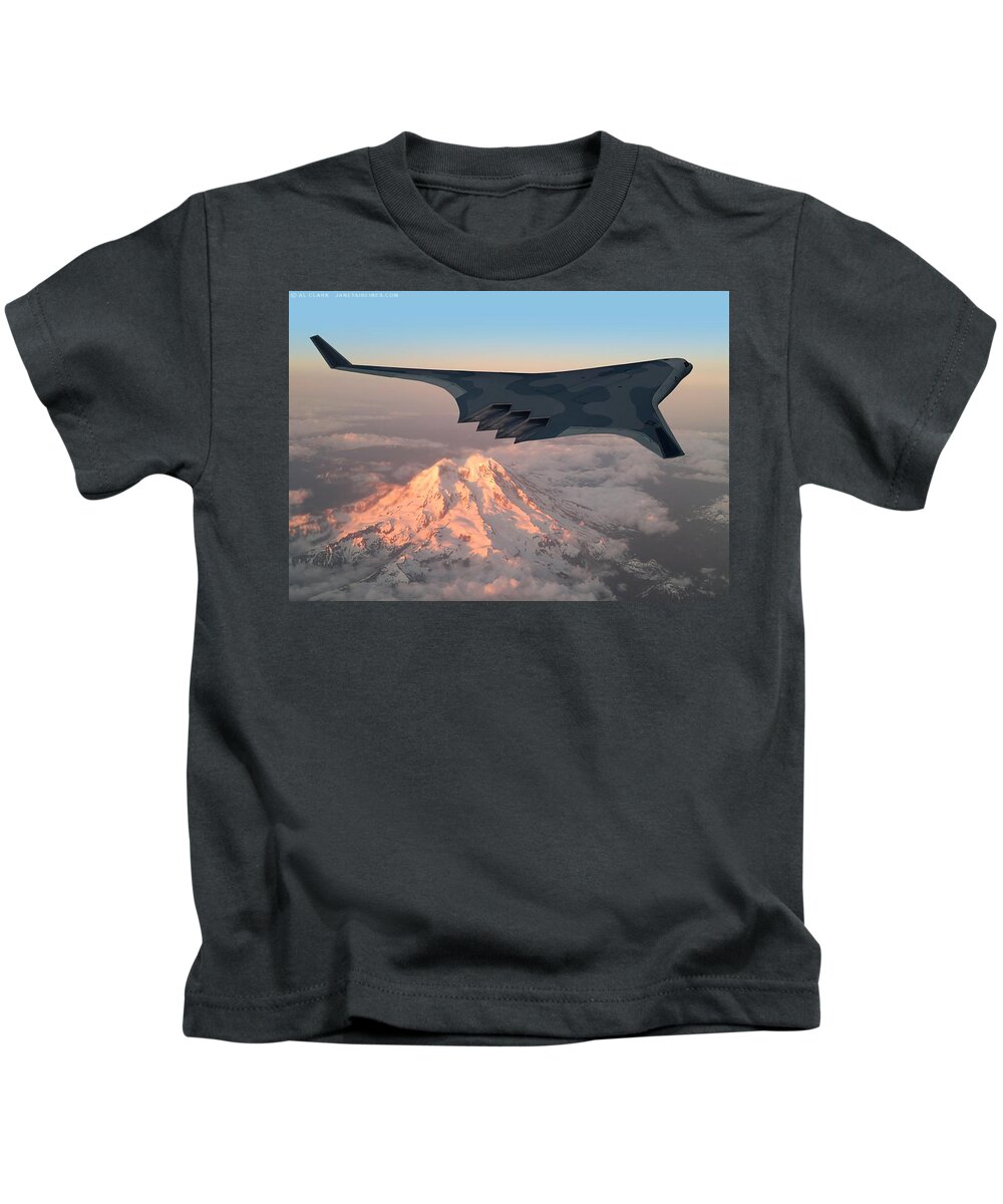 Boeing Kids T-Shirt featuring the digital art Boeing BWB Bomber by Custom Aviation Art