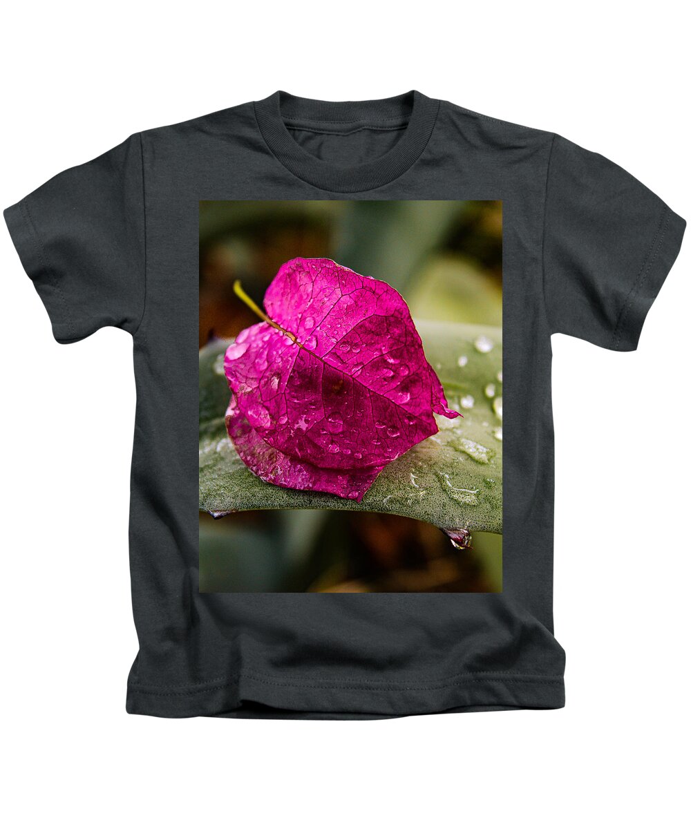 Bougainvillea Spectabilis Kids T-Shirt featuring the photograph Bougainvillea Bract on Agave by W Craig Photography