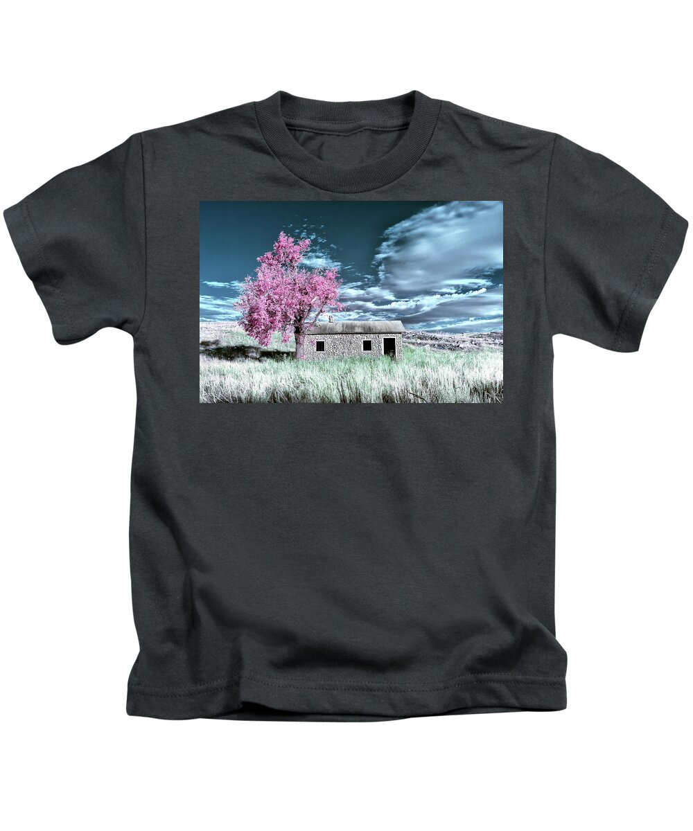 590nm. Kids T-Shirt featuring the photograph Boulder Cabin - Wichita Mountains Wildlife Refuge by William Rainey