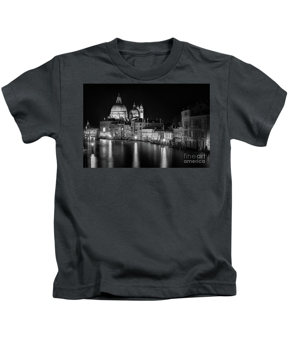 Night Kids T-Shirt featuring the photograph Breathtaking Venice by night bnw by The P