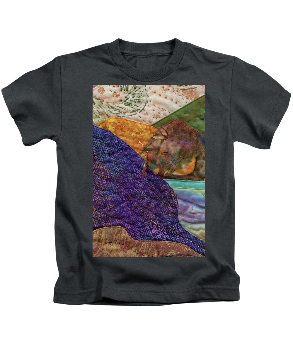 Fiber Art Kids T-Shirt featuring the mixed media Brilliant Sky 2 by Vivian Aumond