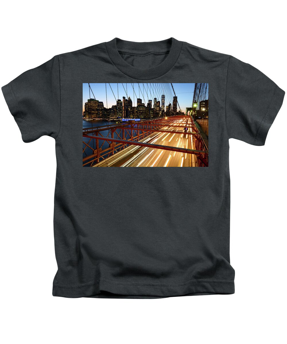 Brooklyn Kids T-Shirt featuring the photograph Last Exit, Brooklyn - Brooklyn Bridge, New York City by Earth And Spirit
