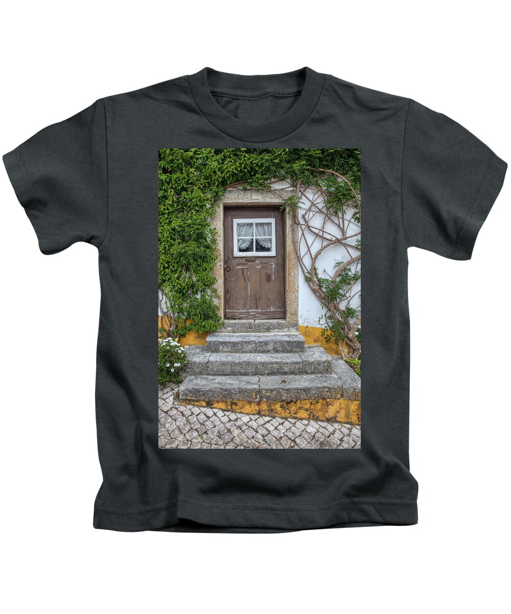 Culture Kids T-Shirt featuring the photograph Brown Door of Medieval Portugal by David Letts