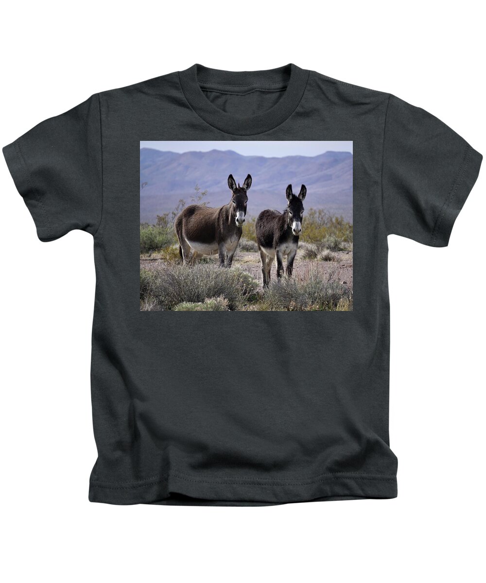 Burros Kids T-Shirt featuring the photograph Dos Amigos by Brett Harvey