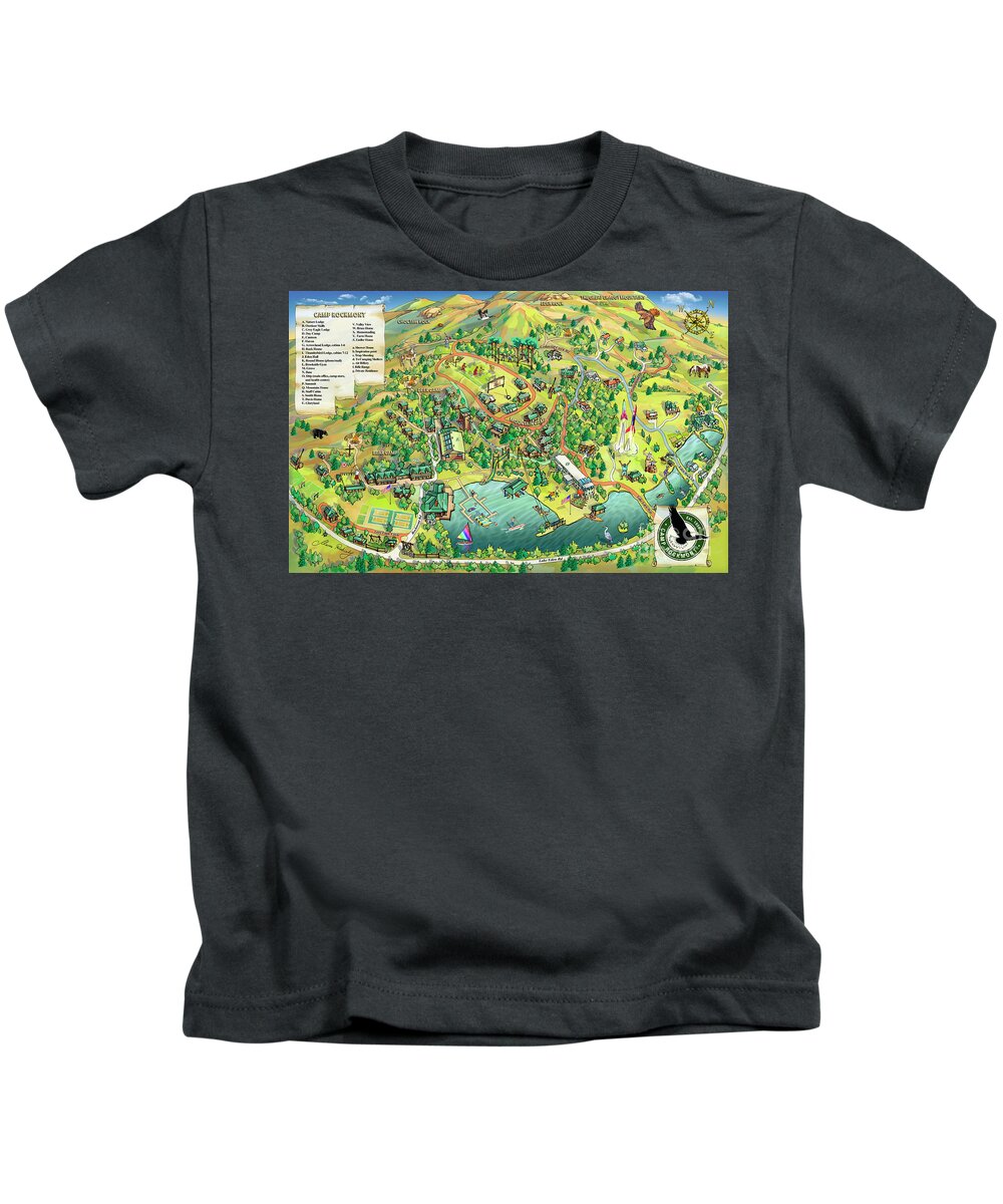 Camp Rockmont Map Illustration Kids T-Shirt featuring the digital art Camp Rockmont Map Illustration by Maria Rabinky