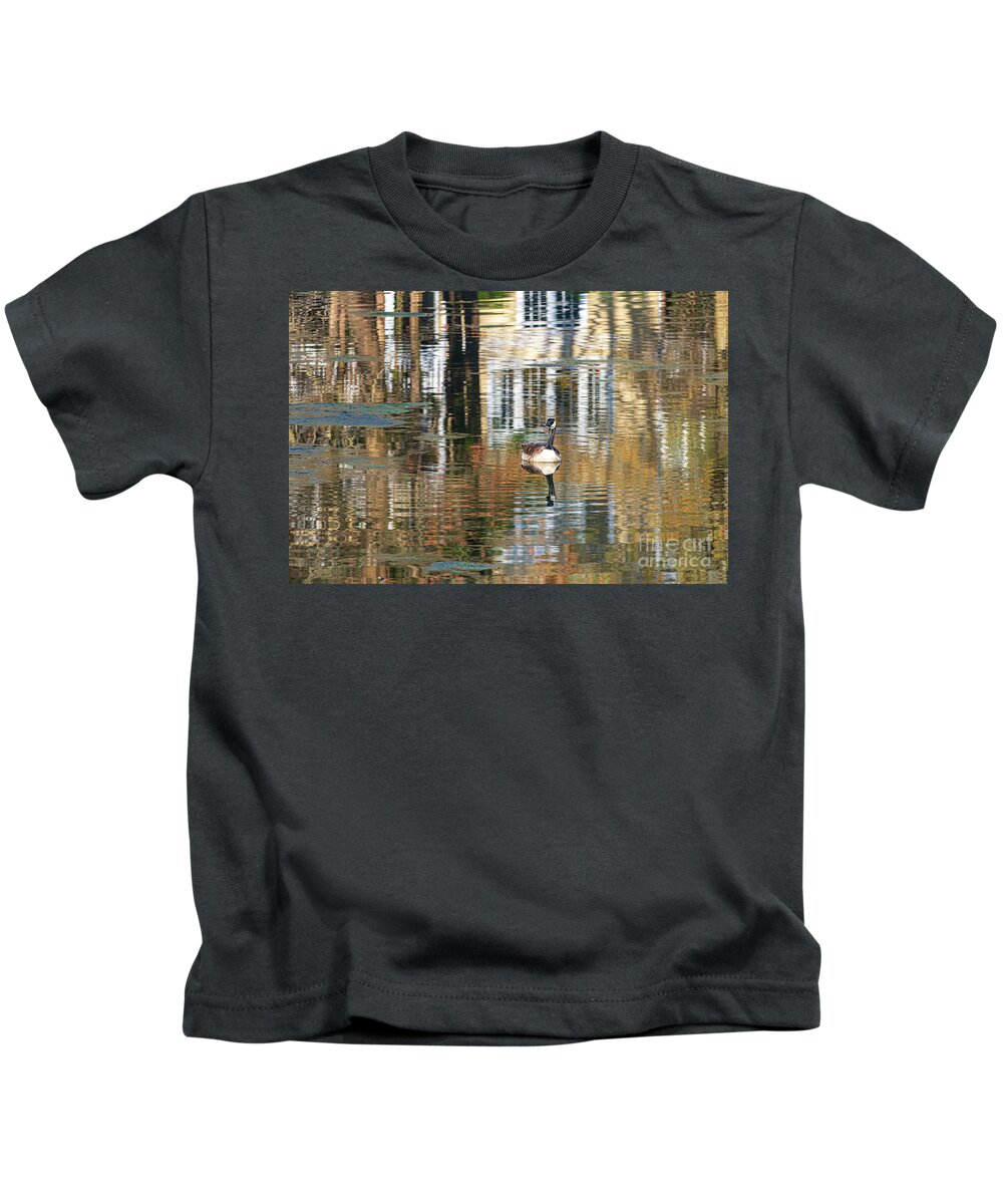 Canada Kids T-Shirt featuring the photograph Canada Goose on the Lake by Thomas Marchessault