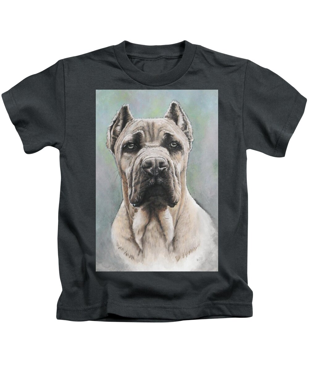 Working Group Kids T-Shirt featuring the mixed media Cane Corso Portrait by Barbara Keith