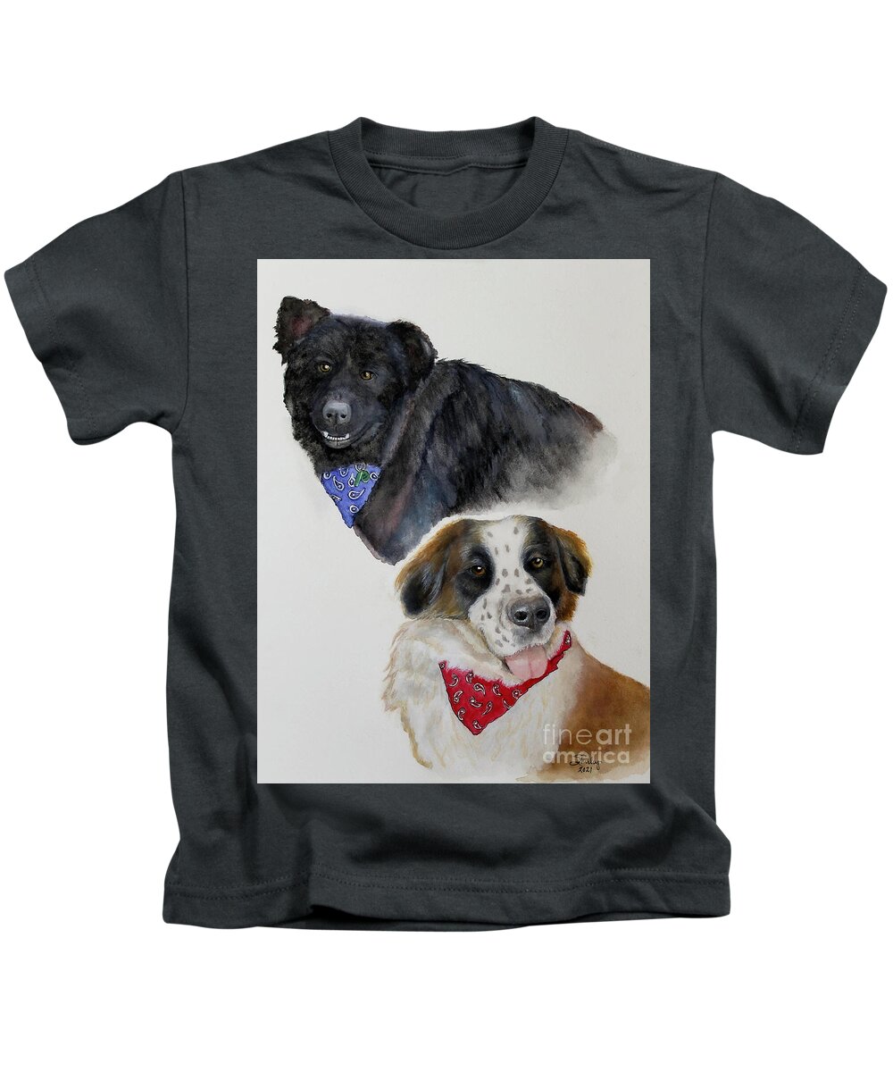 Dogs Kids T-Shirt featuring the painting Can't Buy Love, You Rescue It by Shirley Dutchkowski