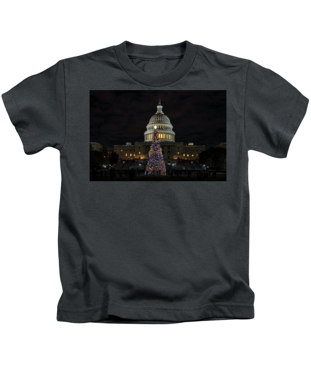 Washington D.c. Kids T-Shirt featuring the photograph Capitol Christmas 2019 3 by Robert Fawcett