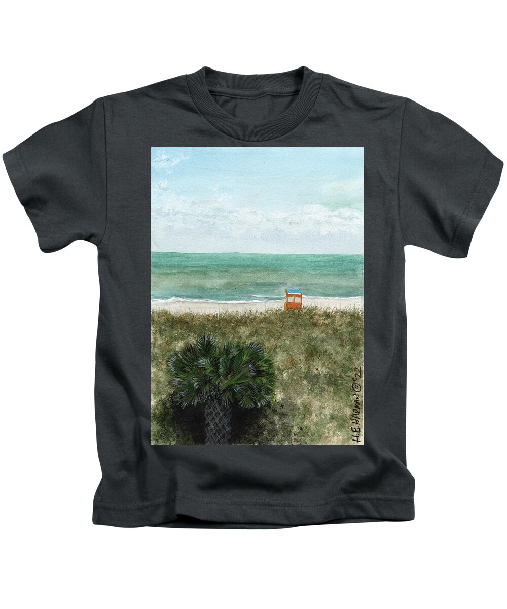 Beach Kids T-Shirt featuring the painting Carolina Beach Afternoon by Heather E Harman