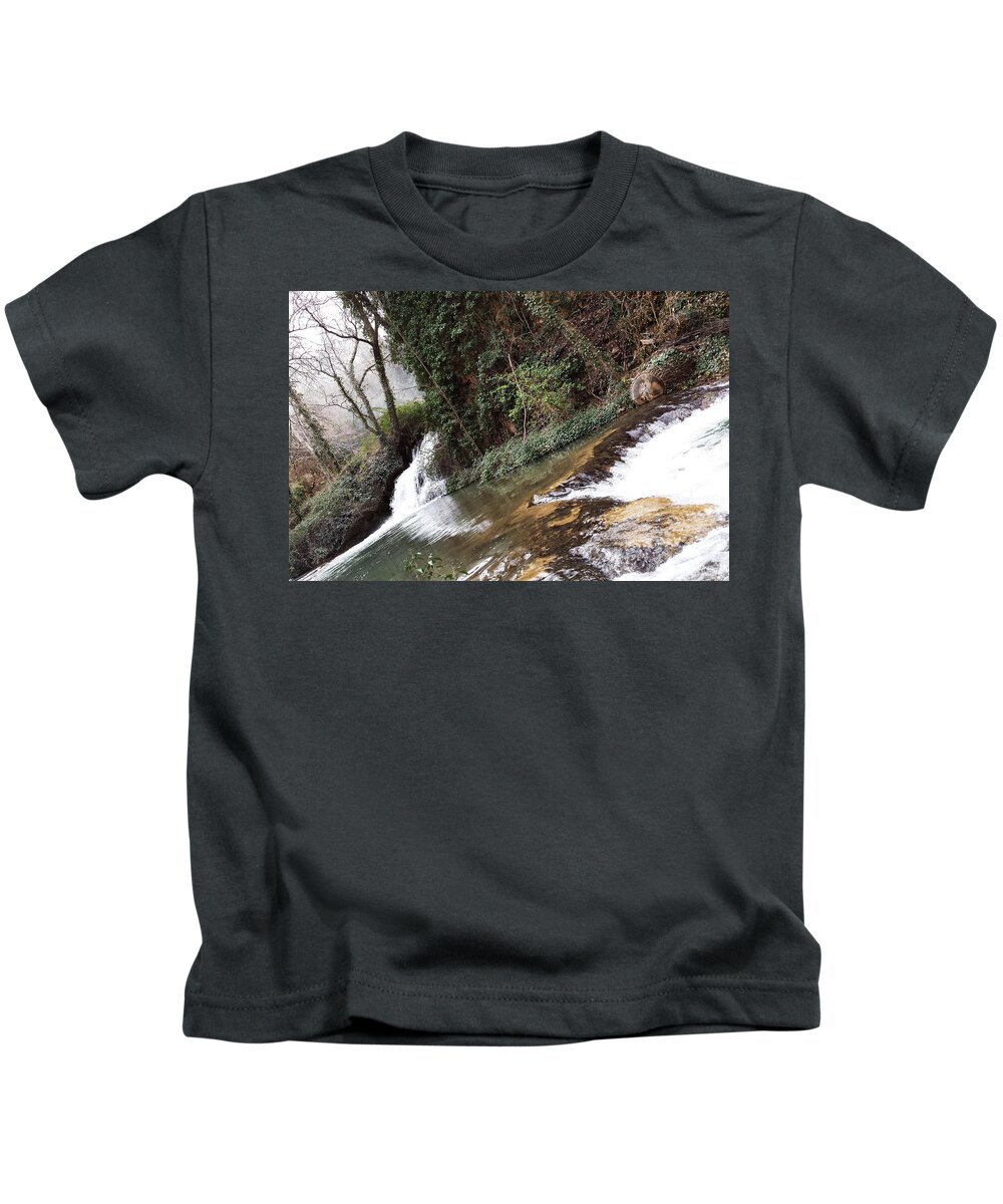 Cascade Kids T-Shirt featuring the photograph Cascade Spain by Joelle Philibert