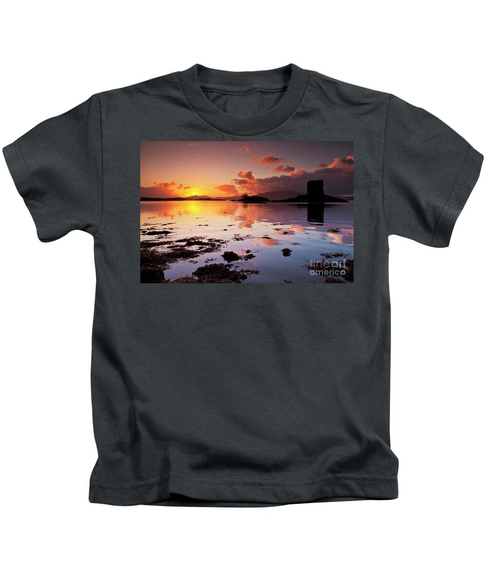 Castle Stalker Kids T-Shirt featuring the photograph Castle Stalker sunset, Loch Linnhe, Argyll, Scotland by Neale And Judith Clark