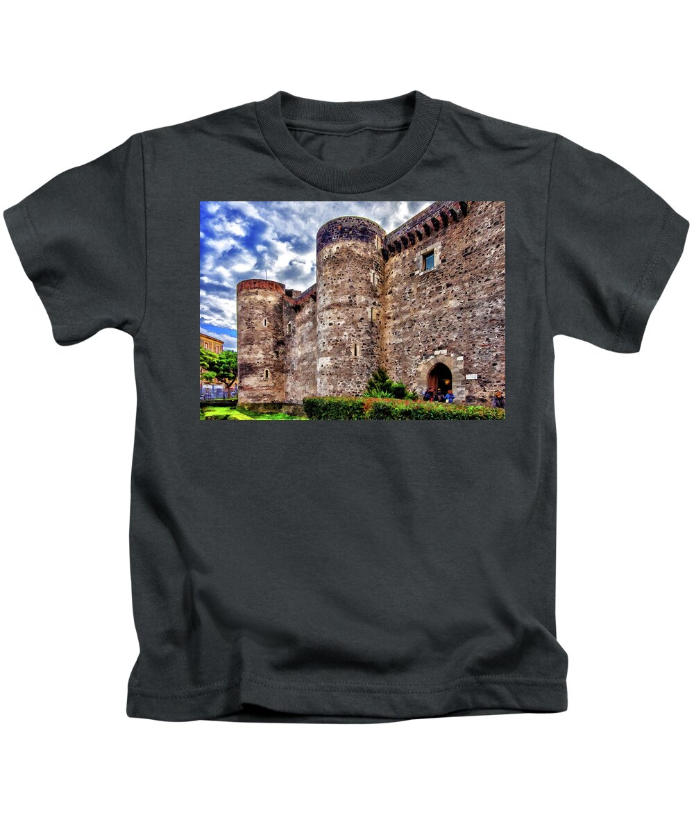 Catania Kids T-Shirt featuring the photograph Castle Ursino by Monroe Payne