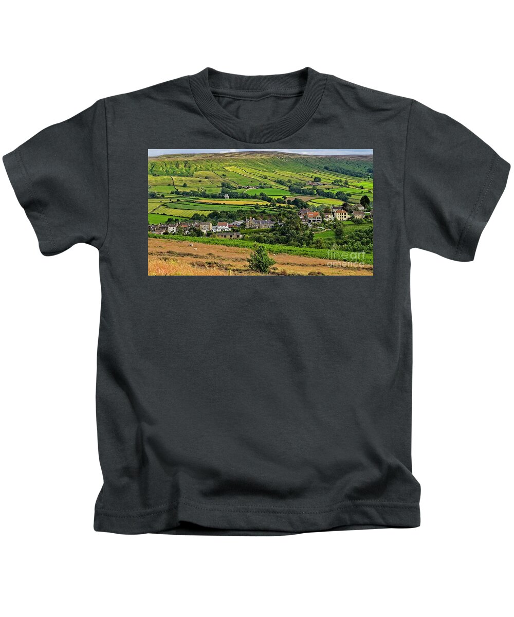 Castleton Kids T-Shirt featuring the photograph Castleton Village, North Yorkshire Moors by Martyn Arnold