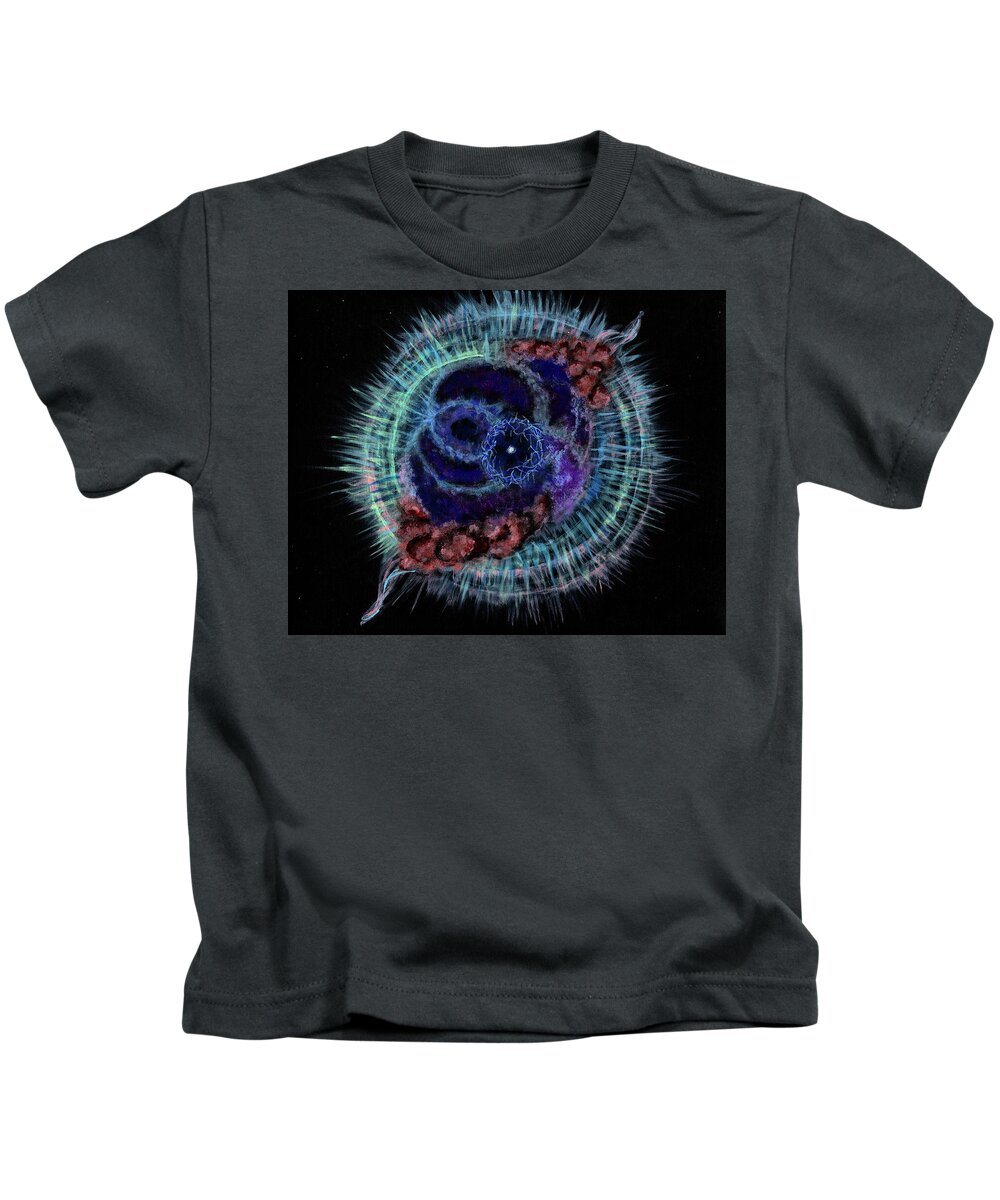 Cat Eye Nebula Kids T-Shirt featuring the painting Cat Eye Nebula by Megan Thompson- The Morrigan Art
