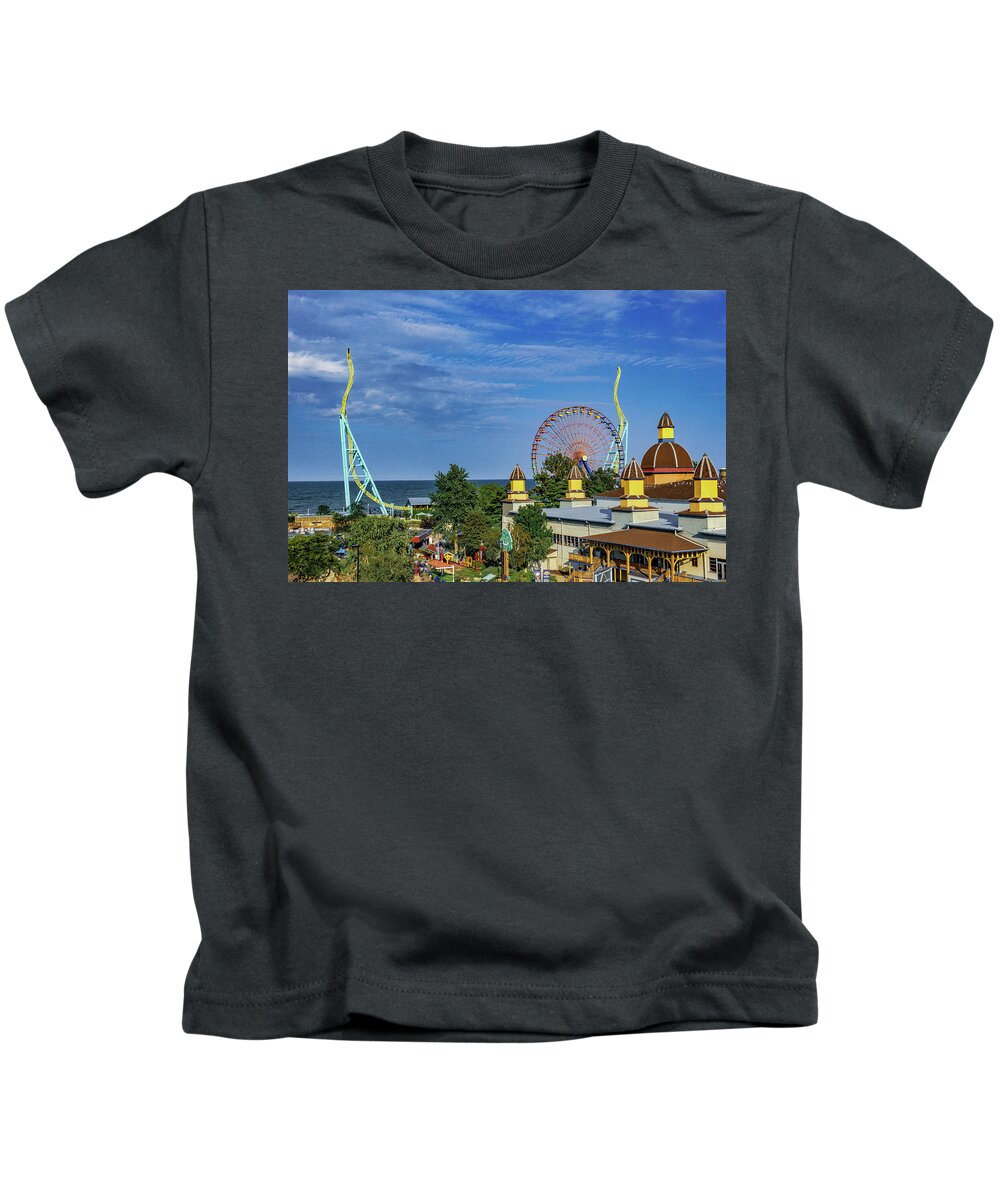 Cedar Point Kids T-Shirt featuring the photograph Cedar Point Amusement Park The Wicked Twister 2021 Sandusky Ohio by Dave Morgan