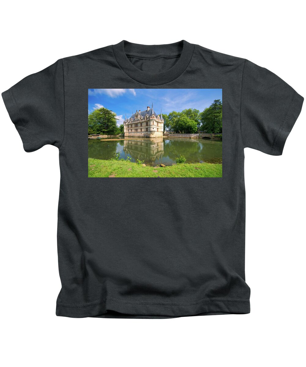 Castle Kids T-Shirt featuring the photograph Chateau Azay-le-Rideau Reflection by Matthew DeGrushe