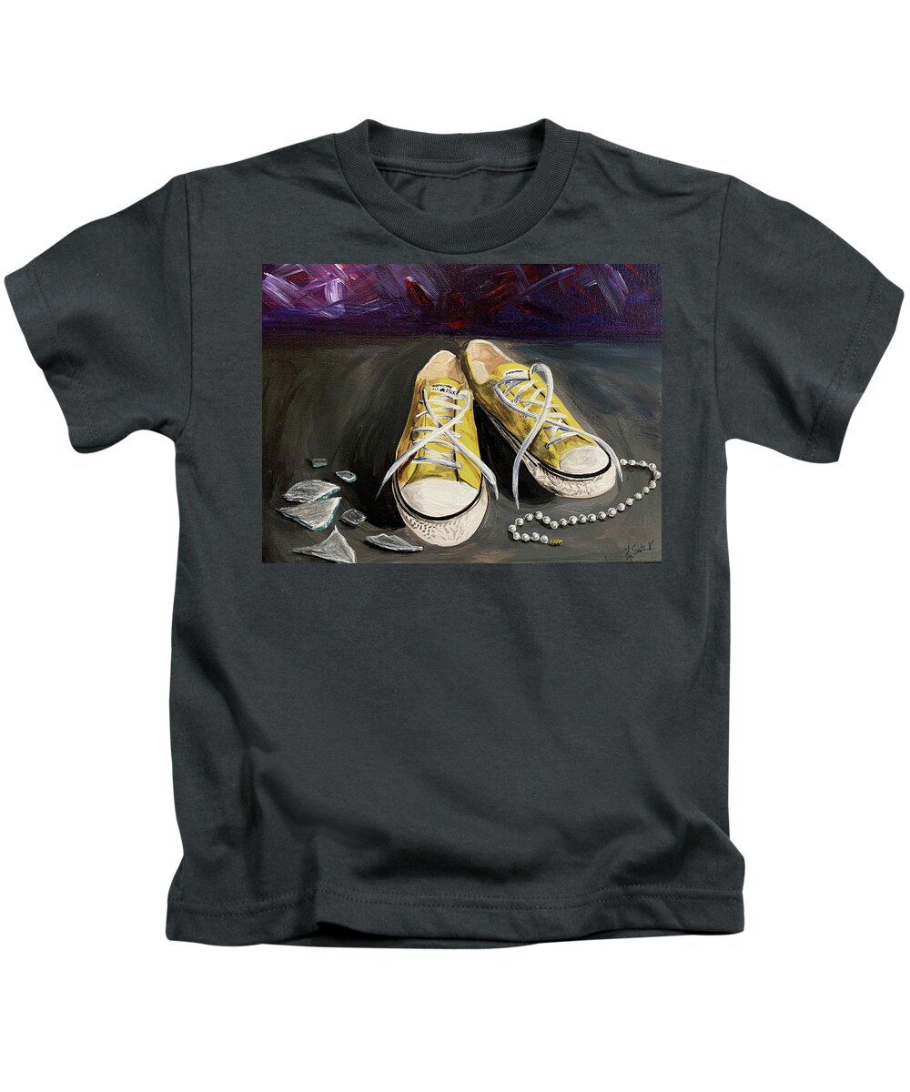 Acrylic Kids T-Shirt featuring the painting Chucks and Pearls #2 by Susan L Sistrunk