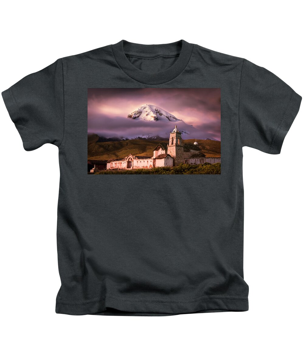 Tomarapi Kids T-Shirt featuring the photograph Church Tomarapi by Peter Boehringer