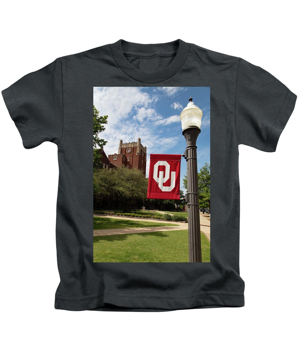 Big 12 Kids T-Shirt featuring the photograph Clara E. Jones Administration at University of Oklahoma by Eldon McGraw